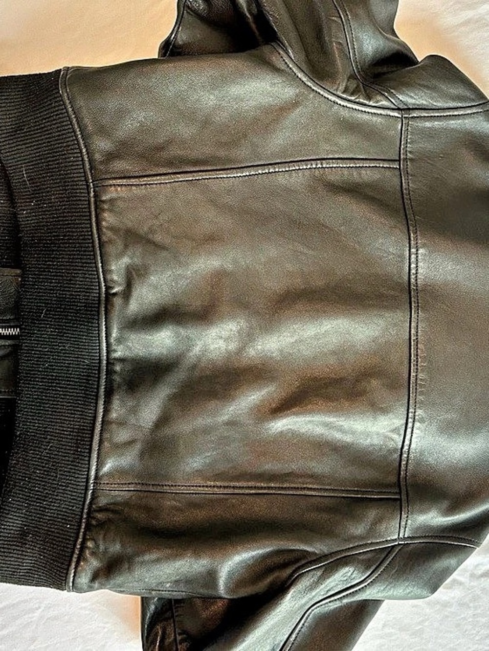 ALLSAINTS Cropped Leather Pascao Jacket Black Size 10 - Picture 3 of 5